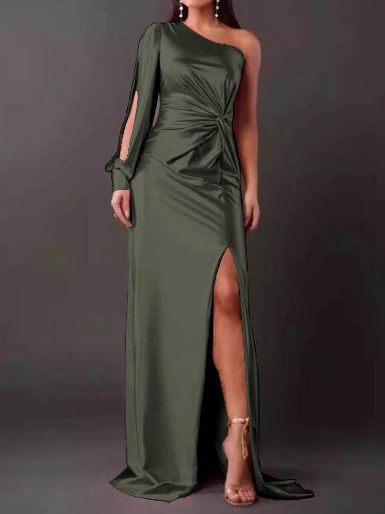 Elegant One Shoulder Backless Maxi Dress for Women