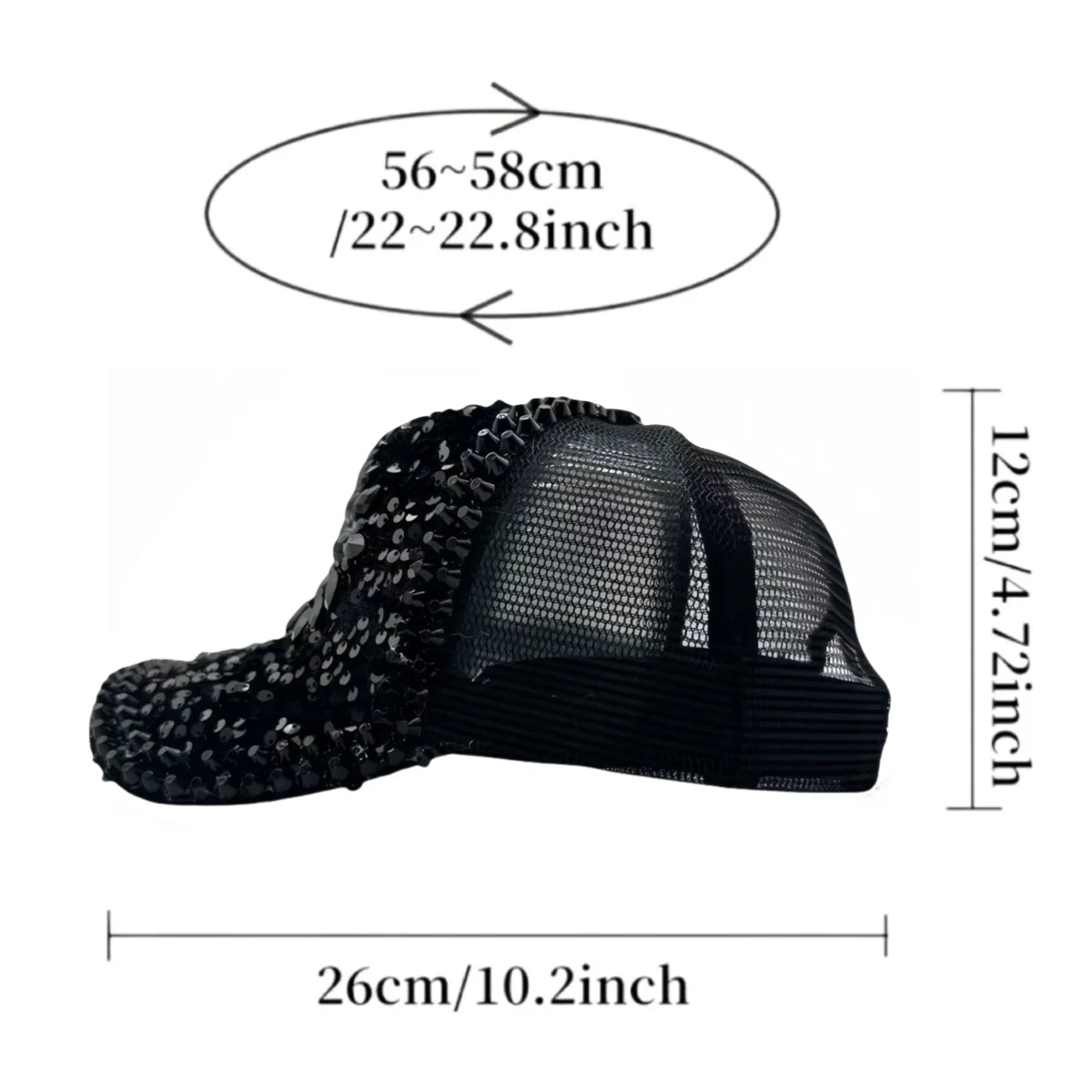 Black Luxury Steampunk Rhinestone Baseball Cap for Women