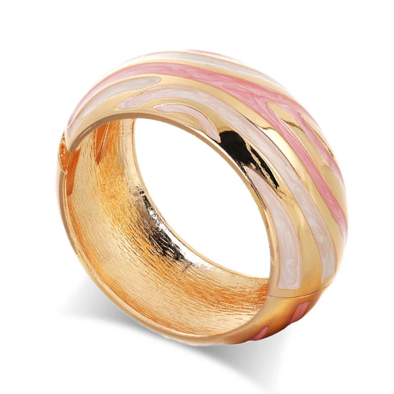 Colorful Enameled Statement Cuff Bangle Bracelet for Women