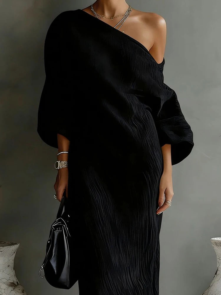 Elegant Long Sleeve Patchwork Maxi Dress for Women