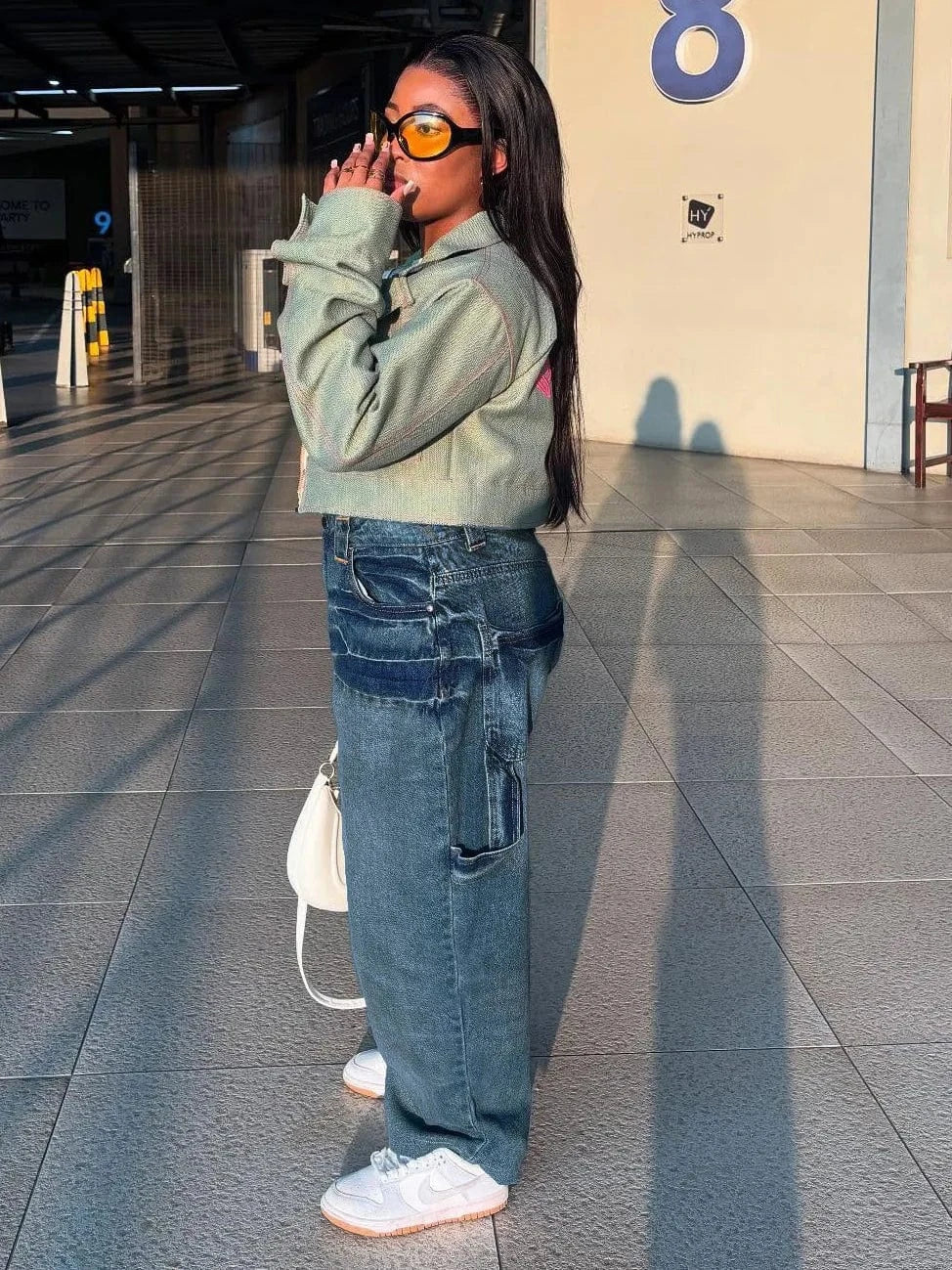 Streetwear Wide Leg Jeans Cargo Pants Sexy Women High Waist Elegant Denim Casual Straight Trousers