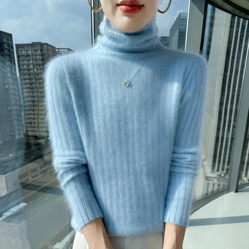 Warm Slim Fit Turtleneck Pullover Sweater for Women