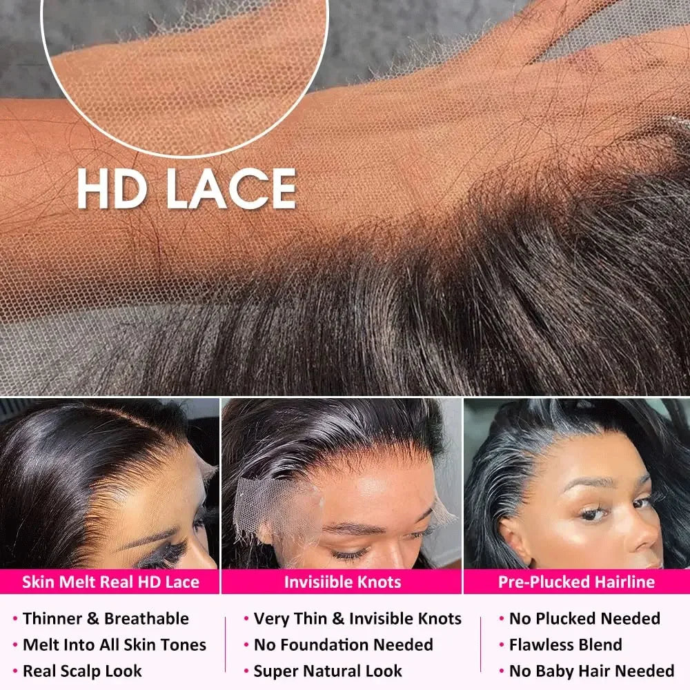 Remy Human Hair Glueless HD Lace Front Wig for Women