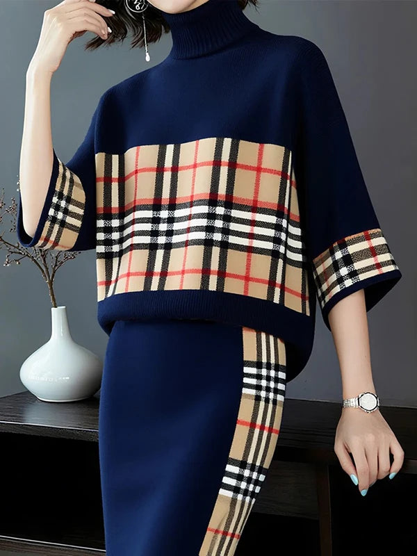 Cozy Plaid Knit Sweater
