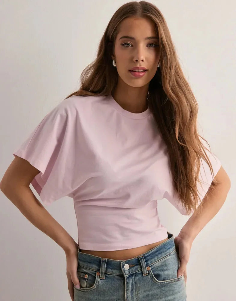 Solid Color Round Neck T Shirt