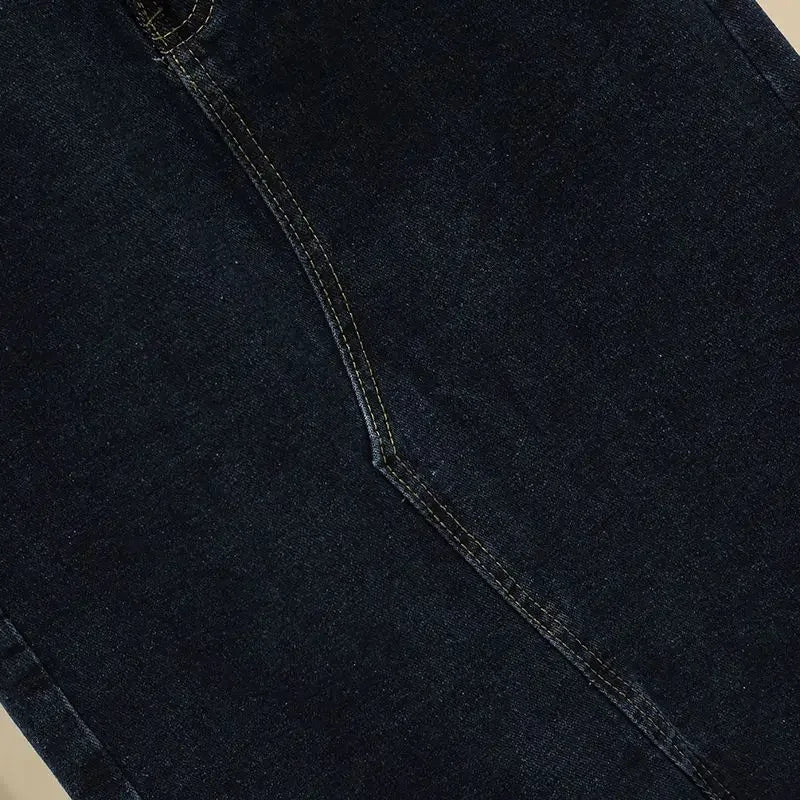 High Waist Split A-Line Denim Midi Skirt With Pockets For Women