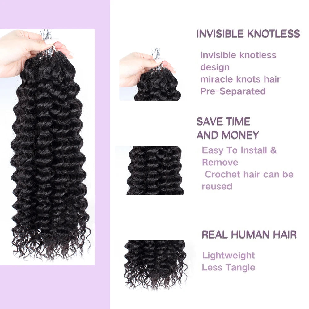Pre-Divided Deep Wave Human Hair Crochet Extensions for Women