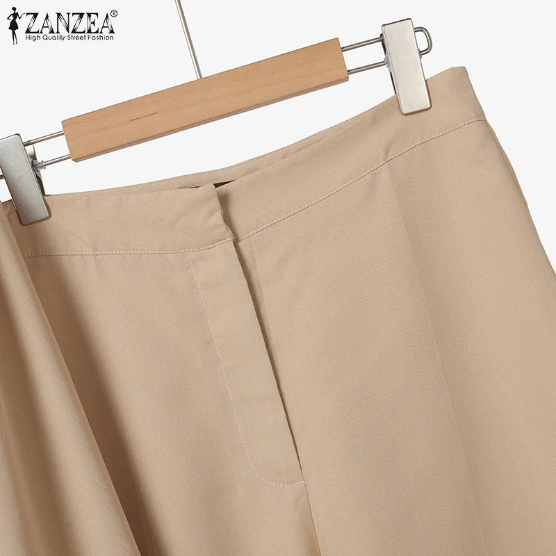 2025 Autumn Pant Sets ZANZEA Fashion 2PCS Women Outfits Solid Tracksuits Suit Long Sleeve Blouses Wide Leg Trousers 2 Piece Set