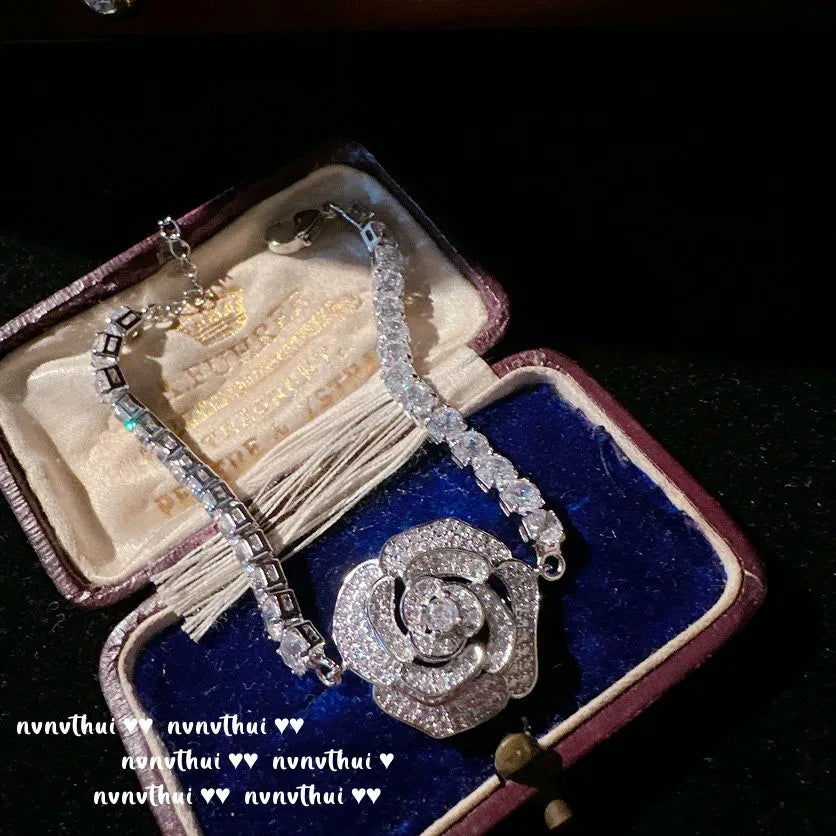 Elegant Cubic Zirconia Camellia Jewelry Set for Women