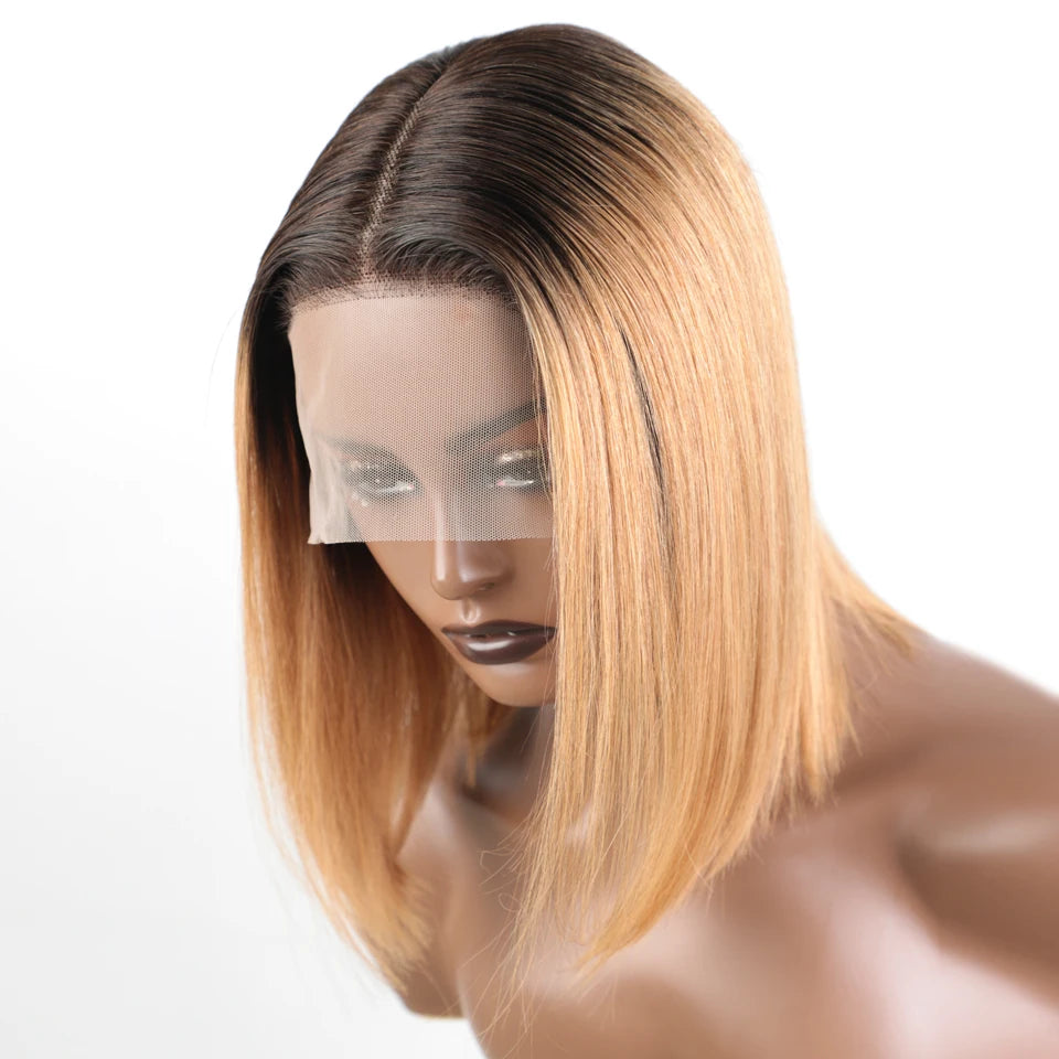 Short Blonde Straight Pixie Cut Lace Front Human Hair Wig for Women