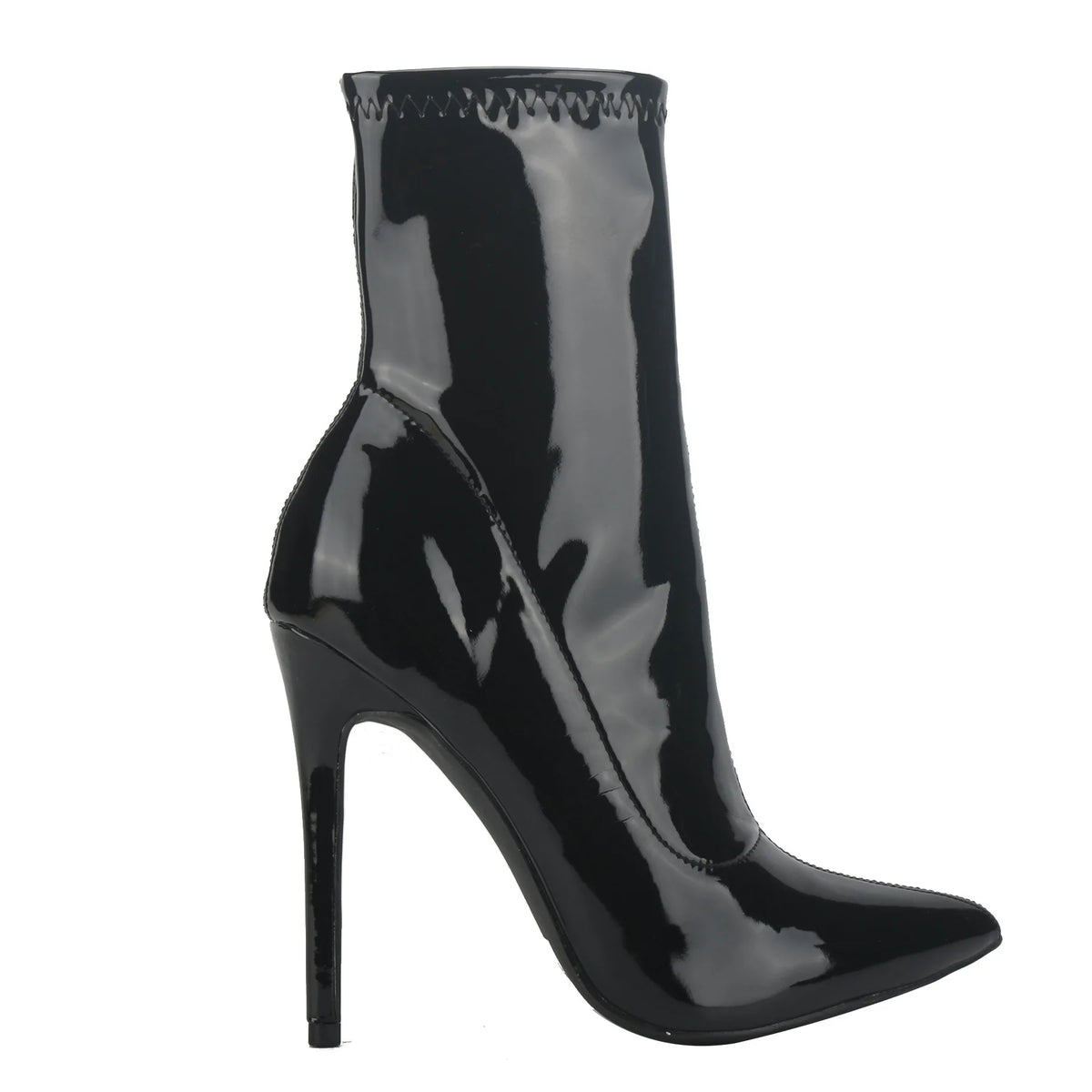 Glossy Patent Leather Ankle Boots with Thin Heels for Women