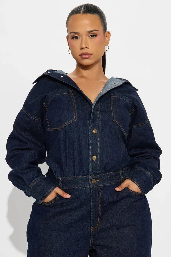 Washed Distressed Denim Jumpsuit