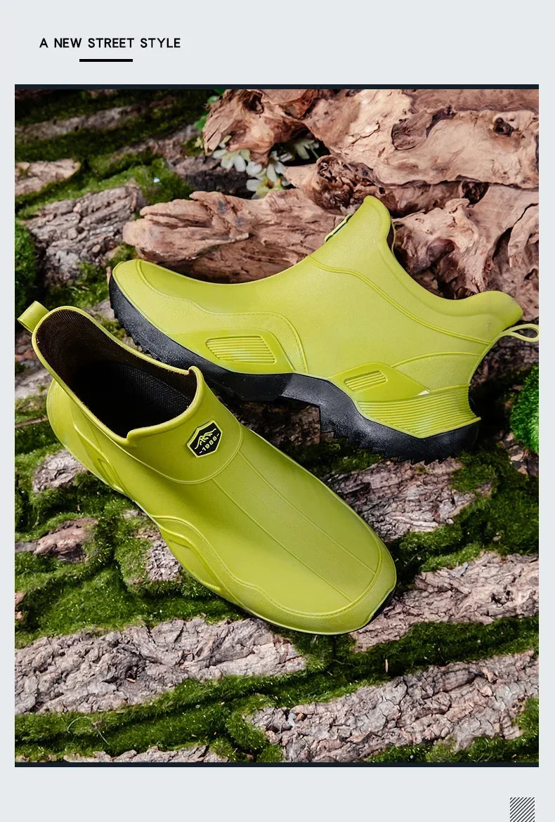 Round Toe Waterproof Ankle Rain Boots