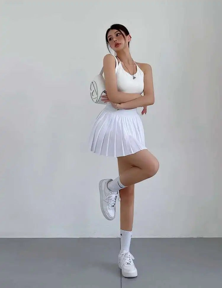 High-Waisted Pleated Mini Skirt