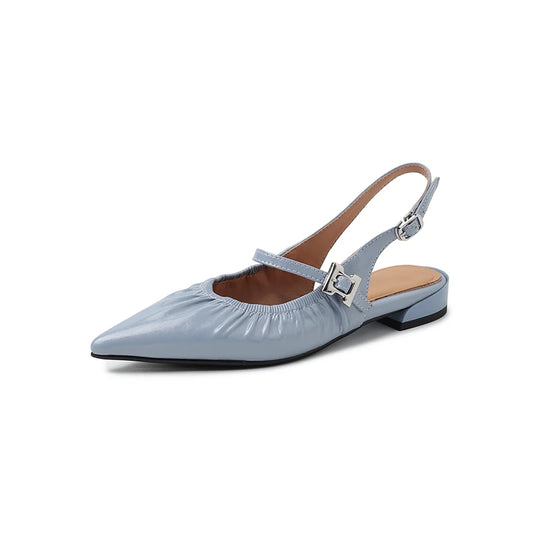 Pleated Leather Closed Toe Sandals