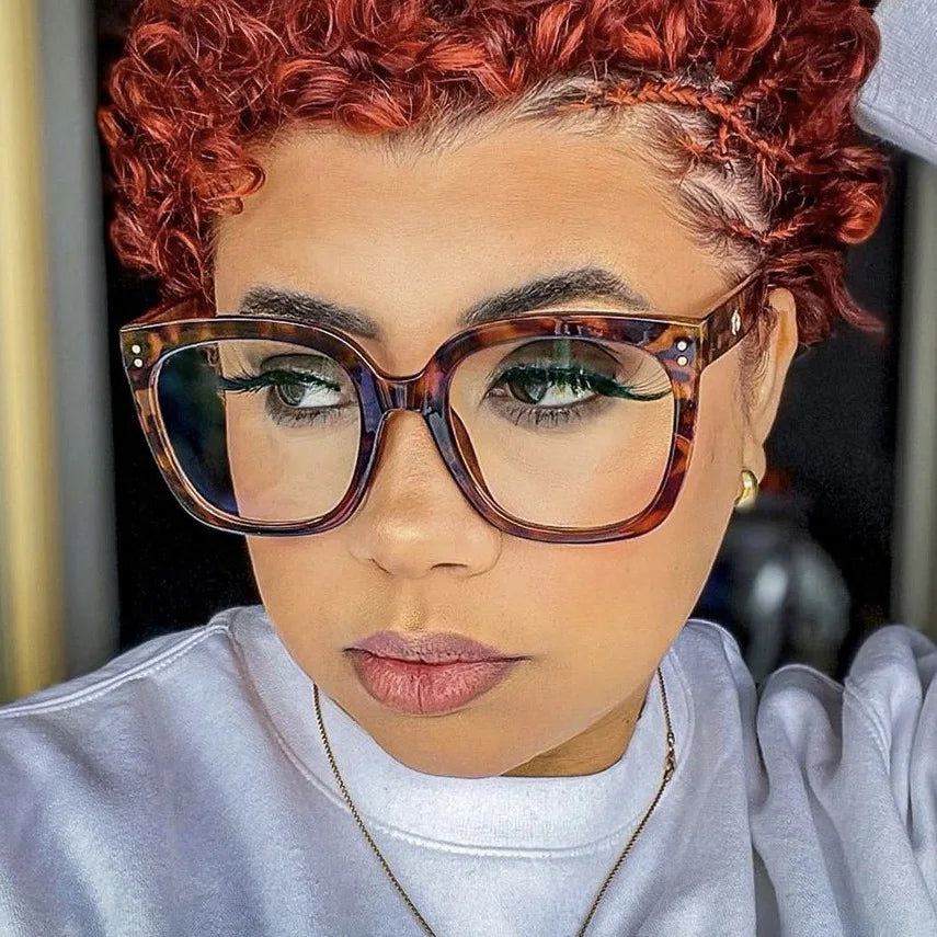 Oversized Square Reading Glasses with Rivet Detail for Women