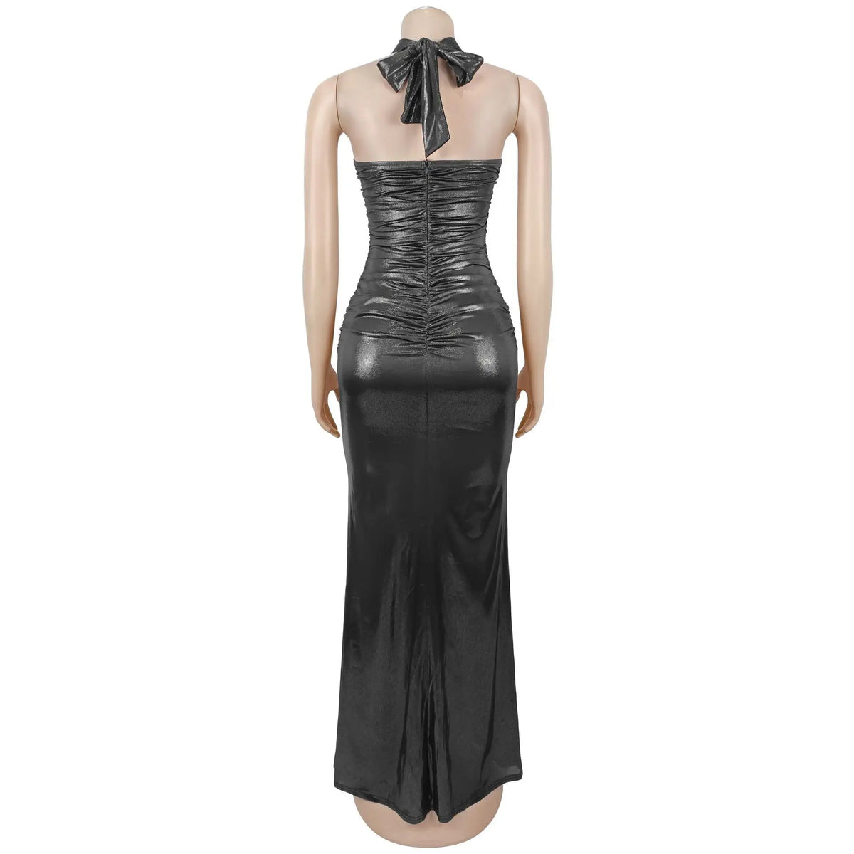 Sleeveless Halter Backless Slit Bodycon Maxi Dress for Women