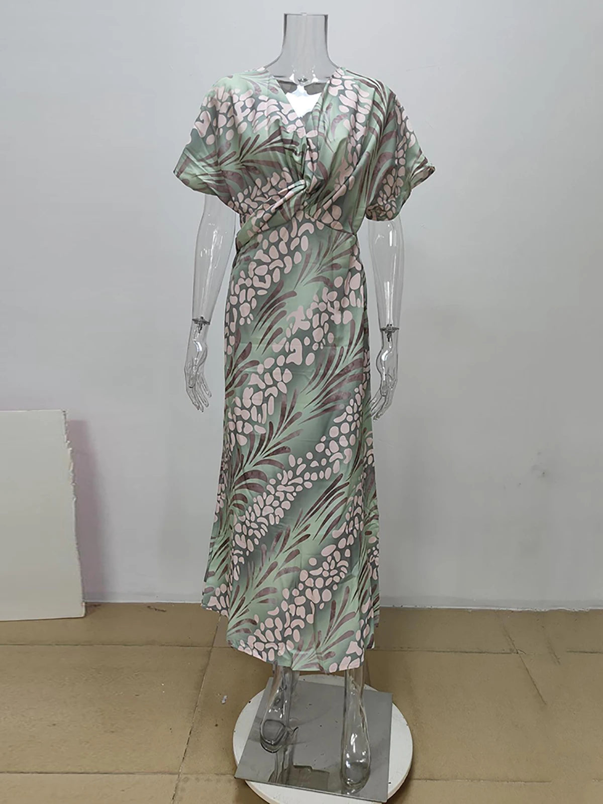 Elegant Satin Leopard Print Bodycon Maxi Dress For Women