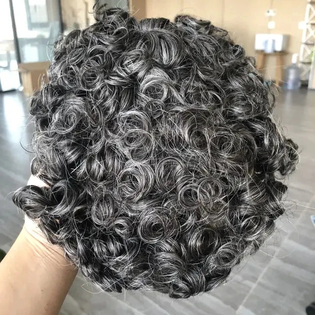 Curly Blonde Human Hair Toupee With Natural Hairline for Women