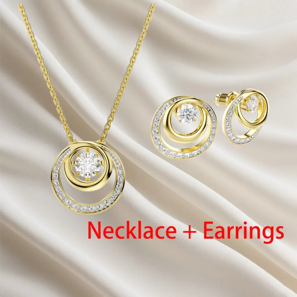 Sparkling Inlaid Pearl Pendant Jewelry Set for Women