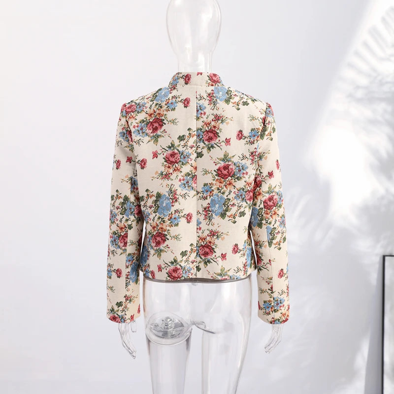 Elegant Striped Embroidered Open Stitch Jacket for Women