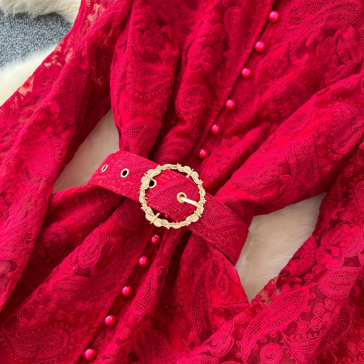 Crystal Belt Embroidered Maxi Dress