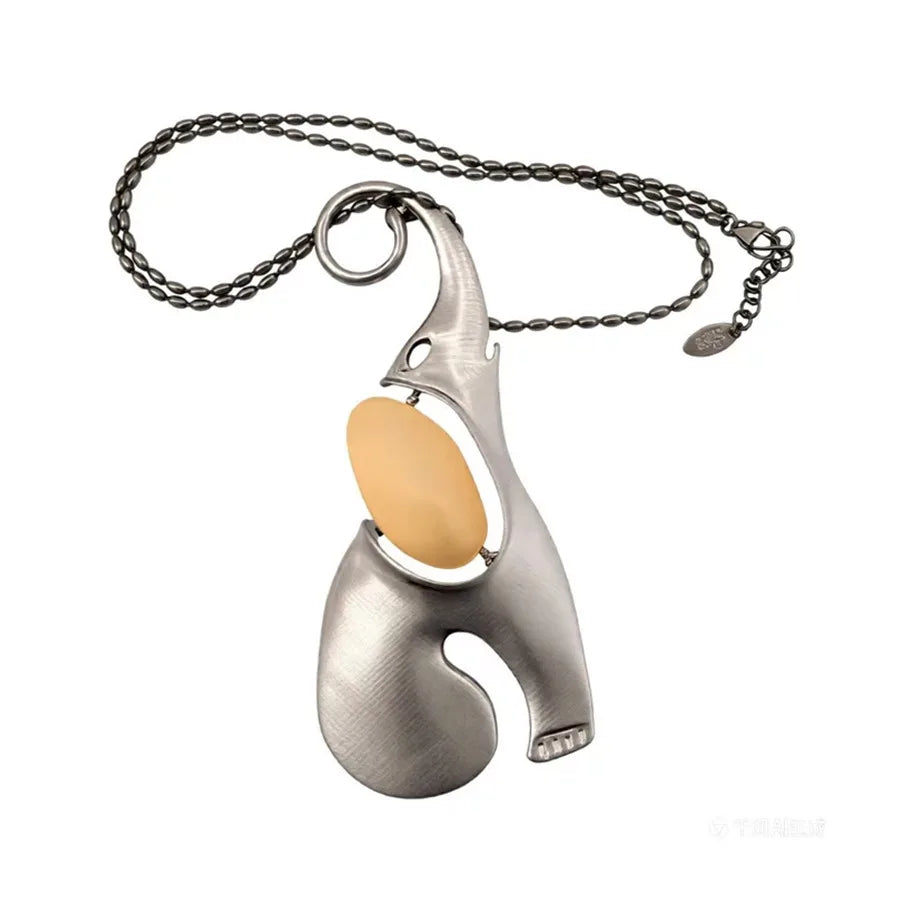 Stylish Elephant Pendant Necklace with Collarbone Chain for Women