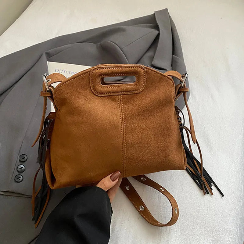 Luxury Tassel Lady Clutch With Adjust Shoulder Strap Large Capacity Shoulder Crossbody Bag Korean Fashion Versatile Dumpling Bag