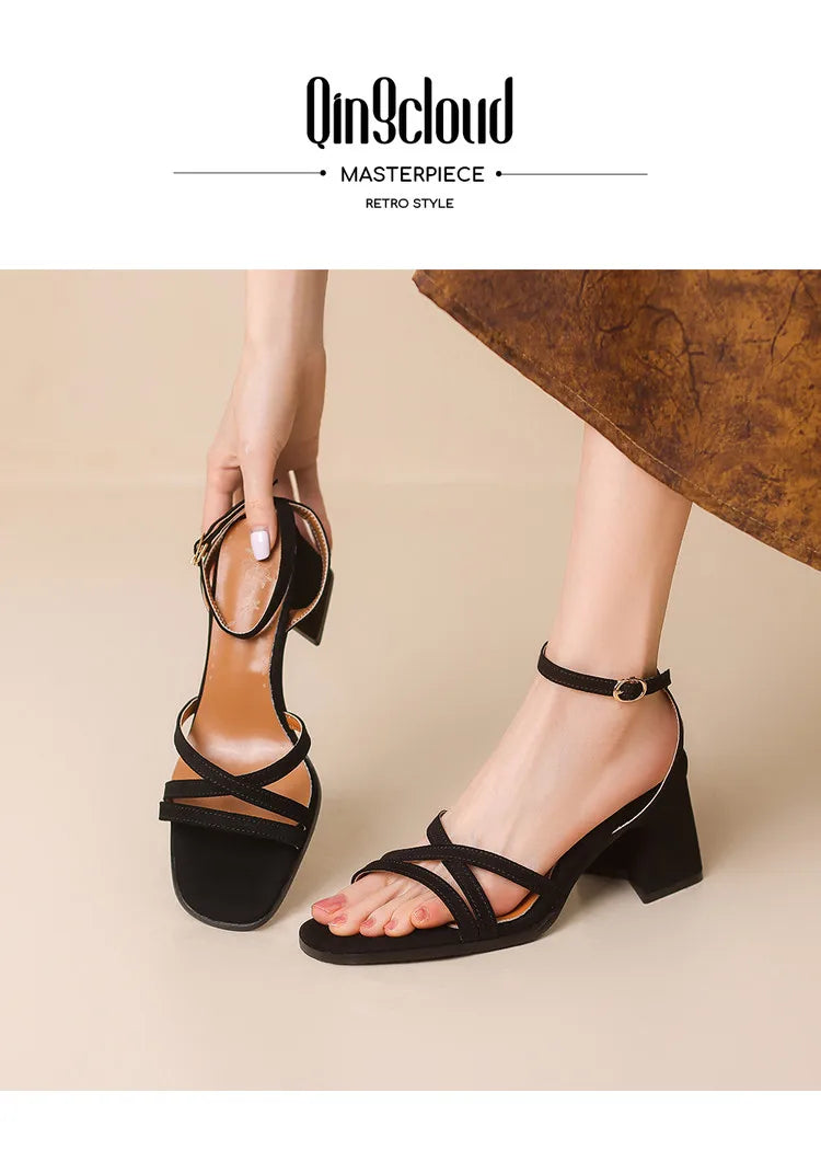Leopard Print Square Heel Sandals