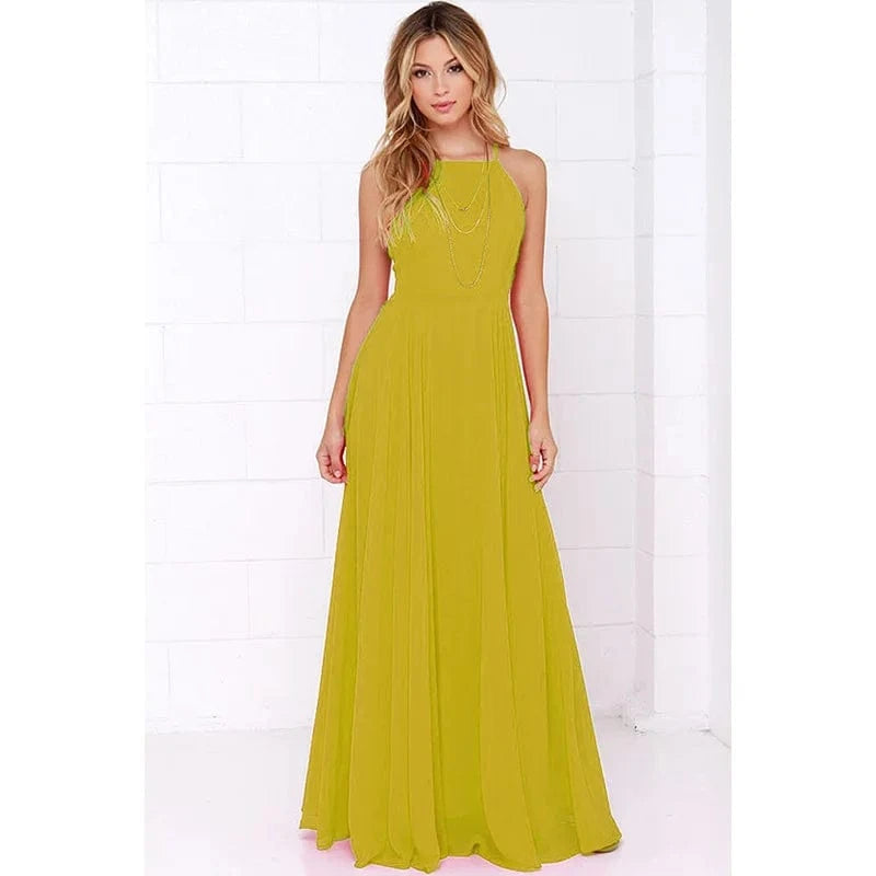 Fashion Women Summer Sleeveless Strap O neck Boho Dress Casual Long Maxi Evening Party Beach Backless Dress Sundress