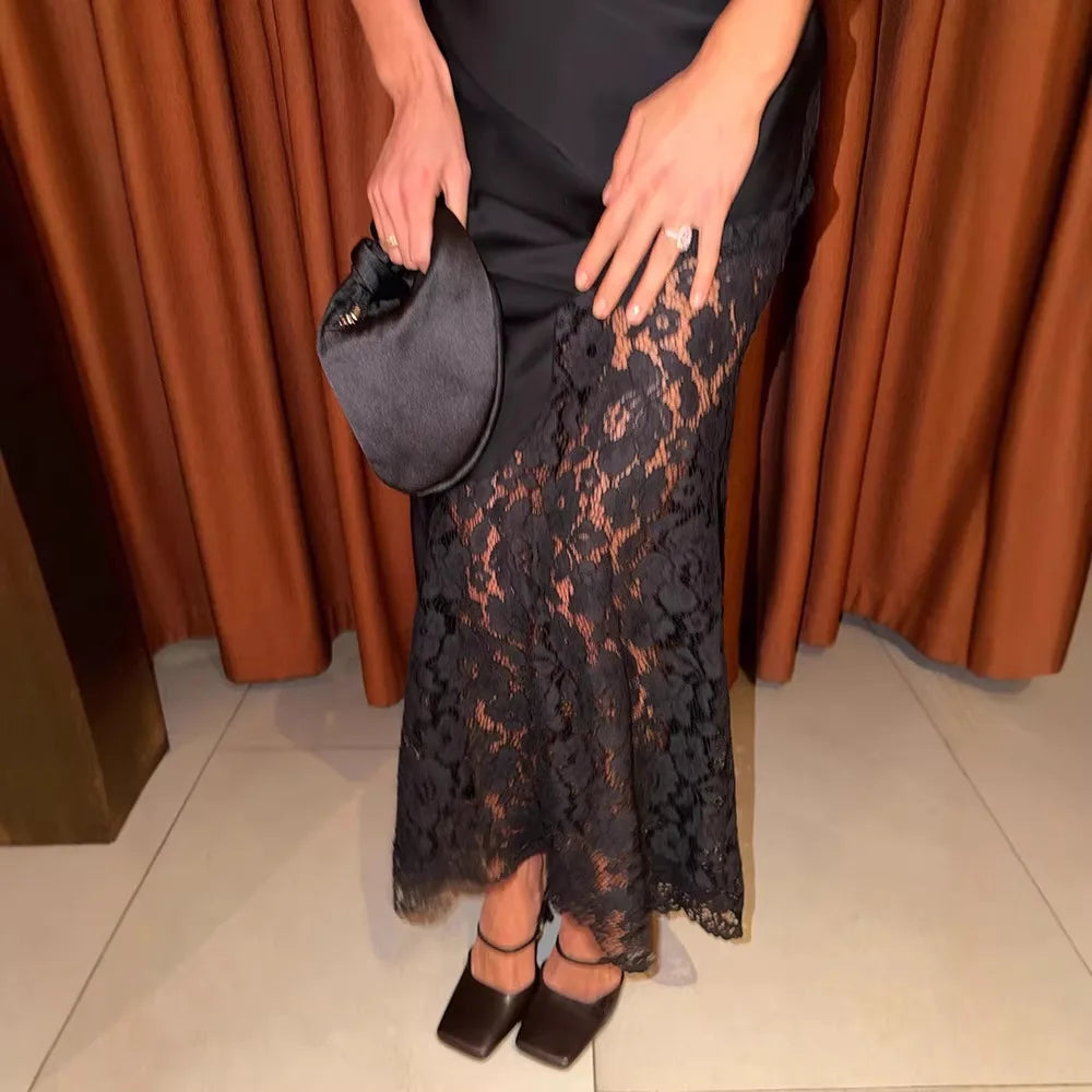Elegant Lace Up Backless Maxi Evening Dress for Women