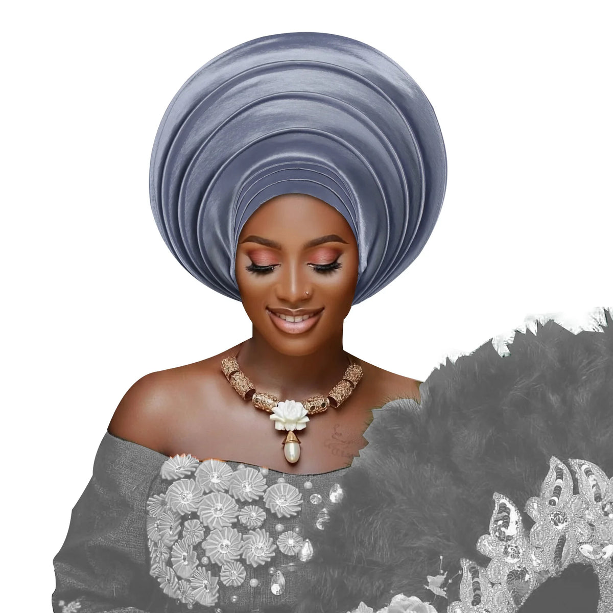 African Wedding Gele Turban Head Wrap Cap for Women