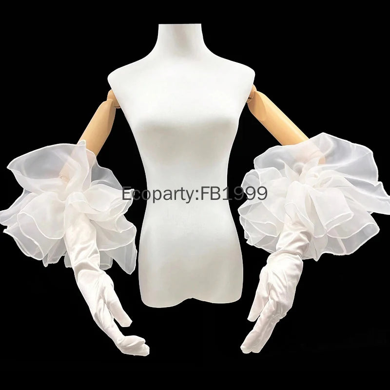 Elegant Velvet Elbow Length Ruffle Gloves for Women