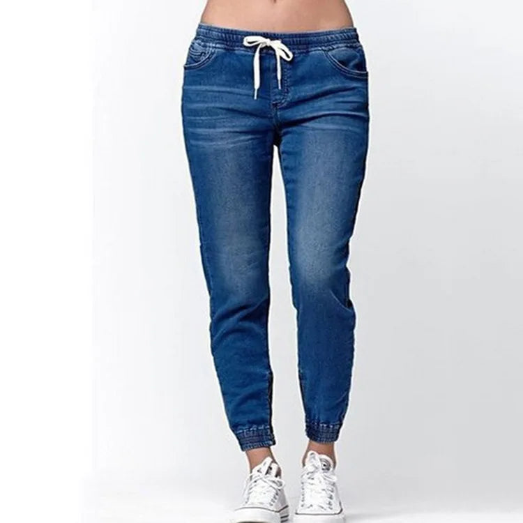Elastic Waist Slim Fit Pegged Tapered Pants For Women