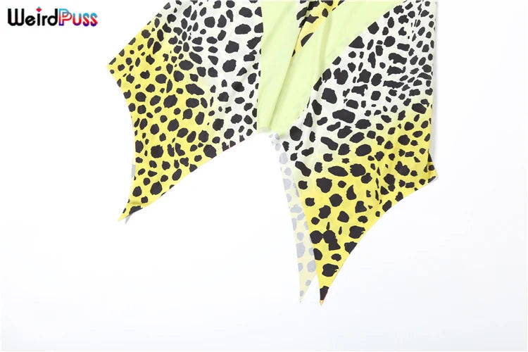 Leopard Print Halter Backless Chiffon Dress for Women
