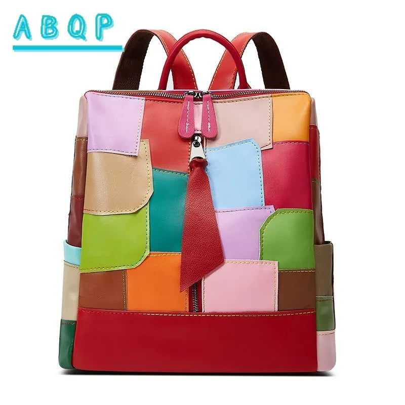 Large Capacity Internal Backpack Fashion Color Splicing Irregular Backpacks Outdoor Daily Handbag Casual Female Bag
