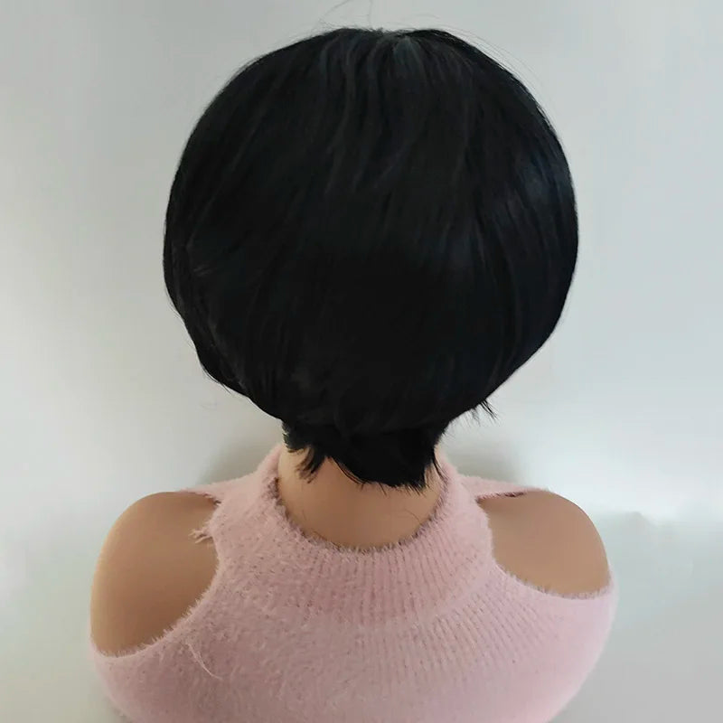 Straight Pixie Cut Synthetic Bob Wig With Comfortable Cap For Women