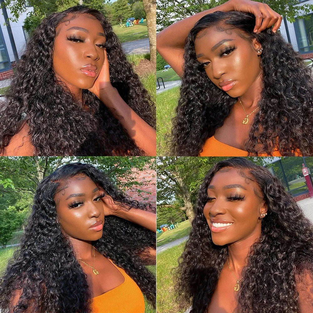 Water Wave Human Hair Bundles With Lace Closure for Women