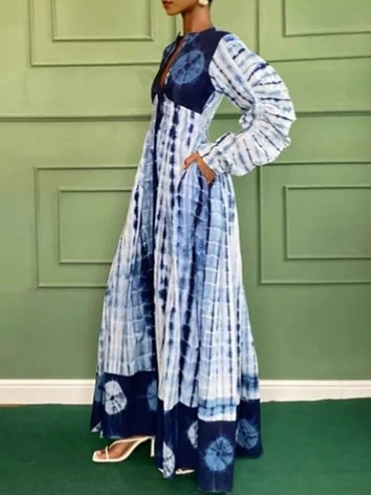 Printed Loose Fit Maxi Dress With Pockets for Women