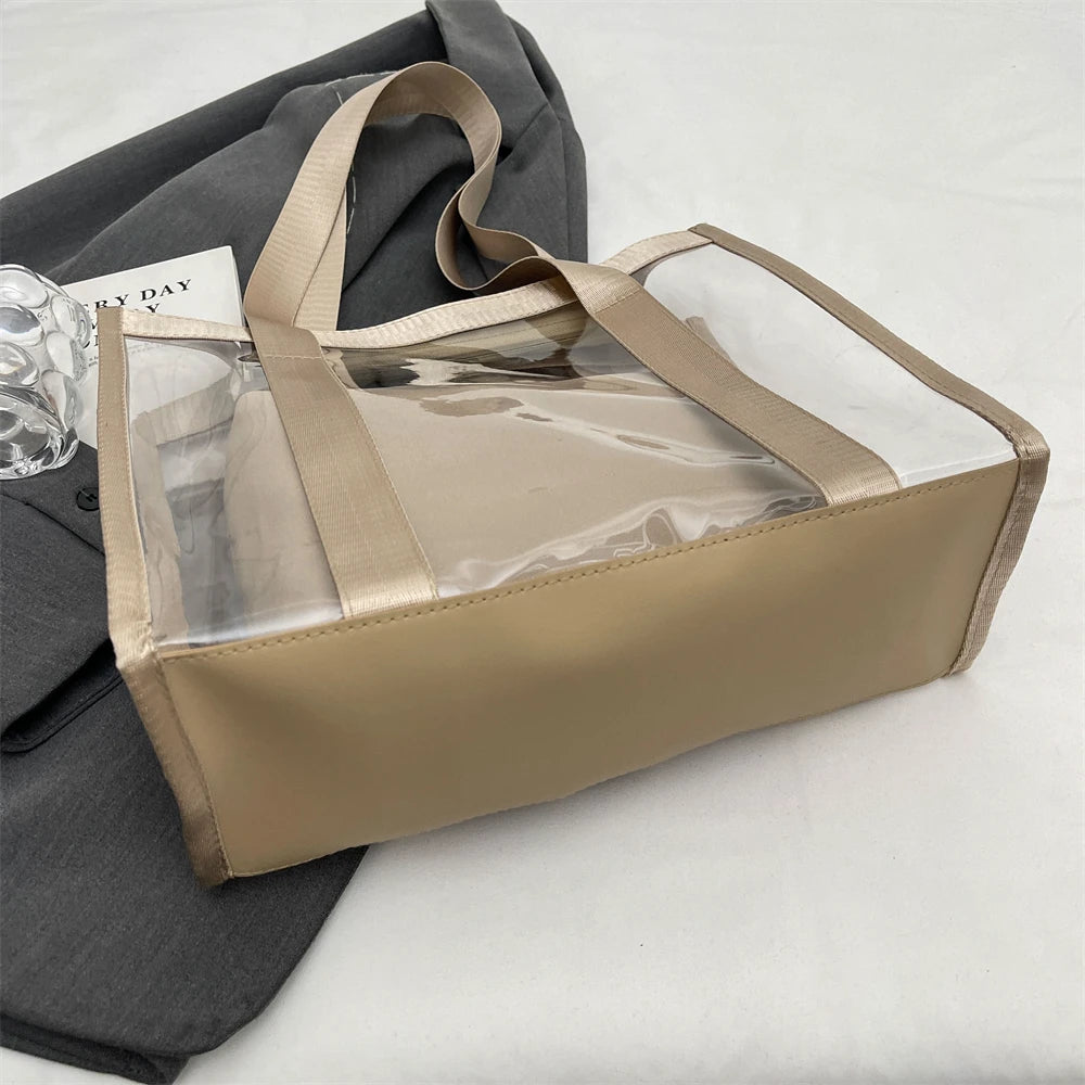 Two In One Transparent PVC Shoulder Bag Set for Women