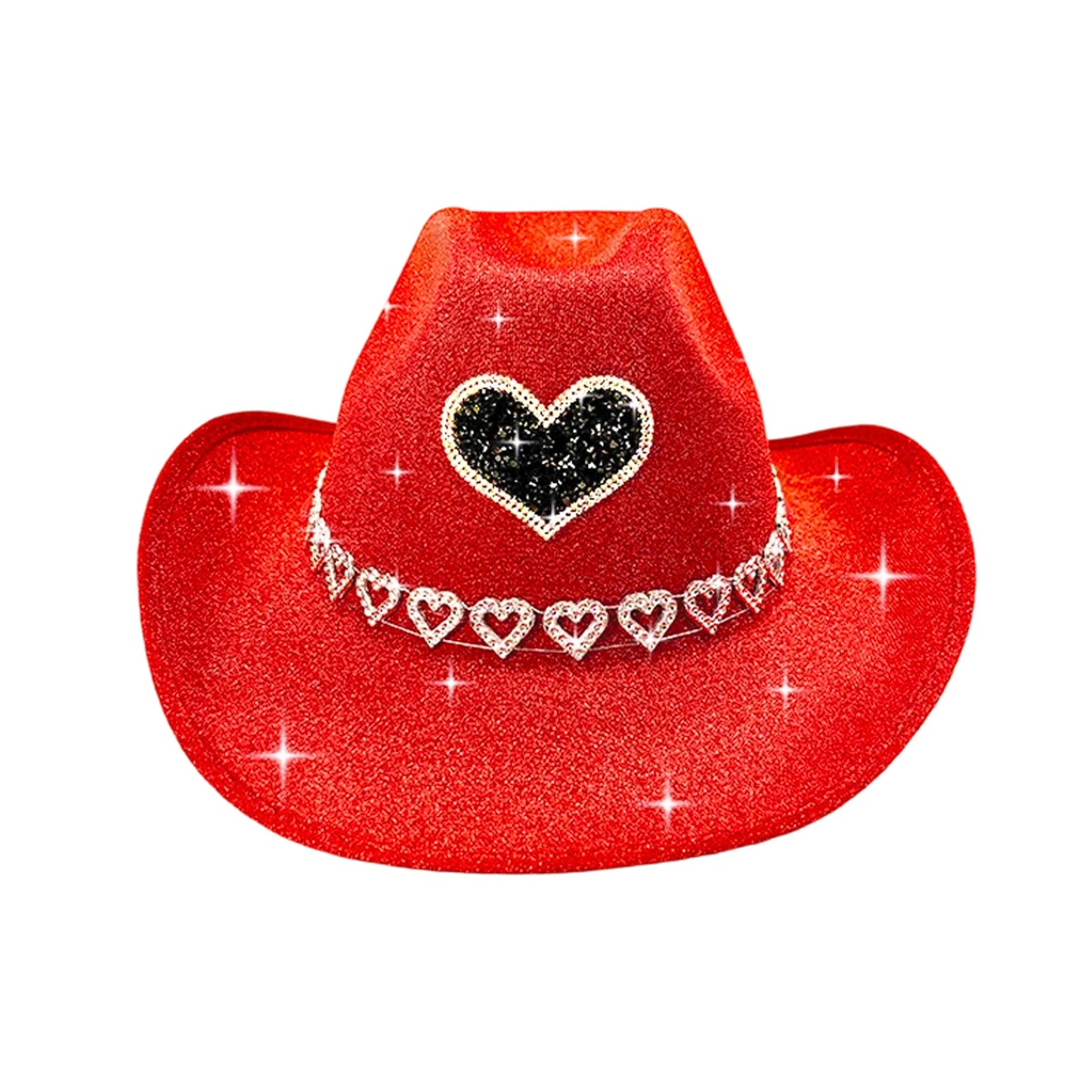 Glitter Rhinestone Western Wide Brim Cowgirl Hat for Women
