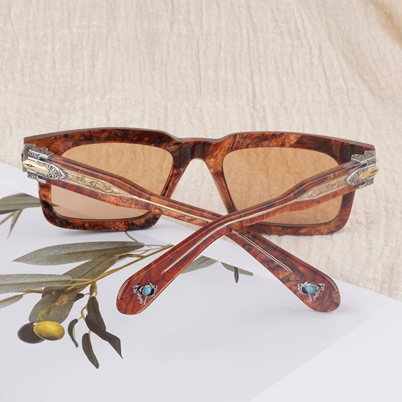 Classic Square Acetate Frame Sunglasses for Women