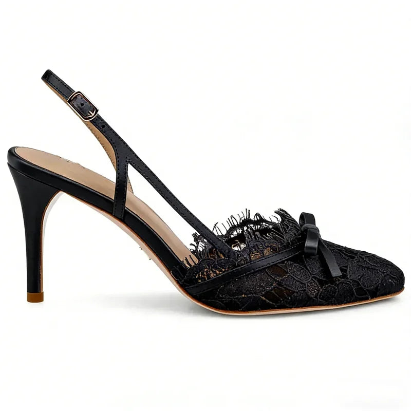 Butterfly Knot Slingback Pointed Toe Stiletto Heels for Women