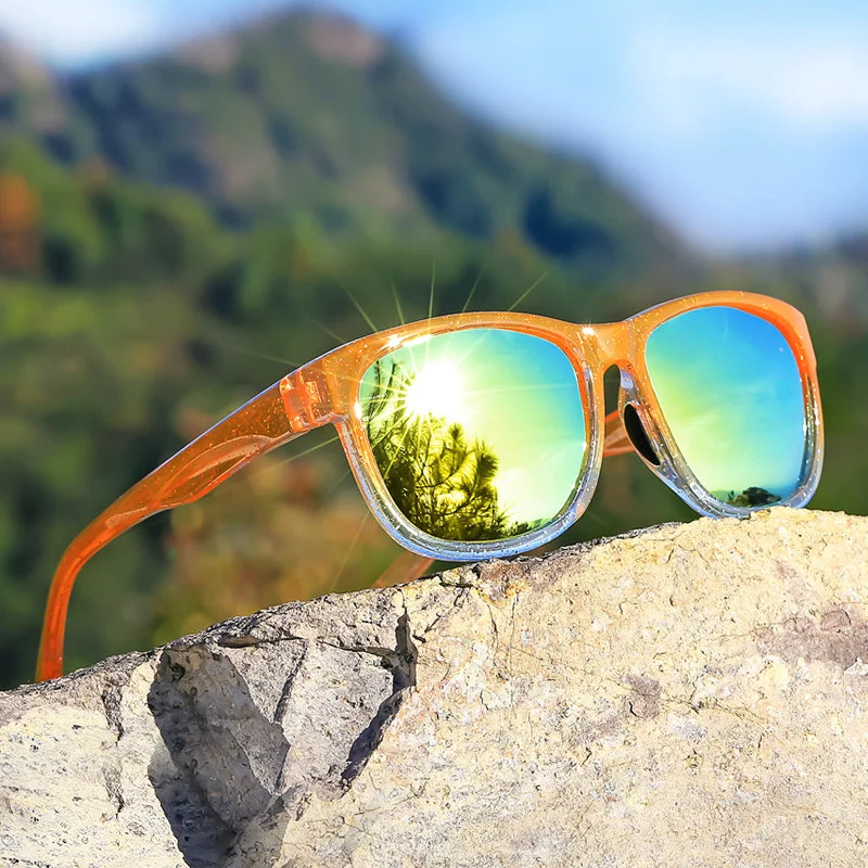 1 Pair Unisex Polarized Square Fashion Sunglasses - Lightweight Purple Glitter Frame, TAC Lenses for Outdoor Sports & Fashion