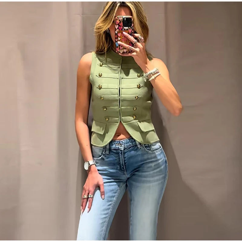 Comfortable Knitted O Neck Sleeveless Vest For Women