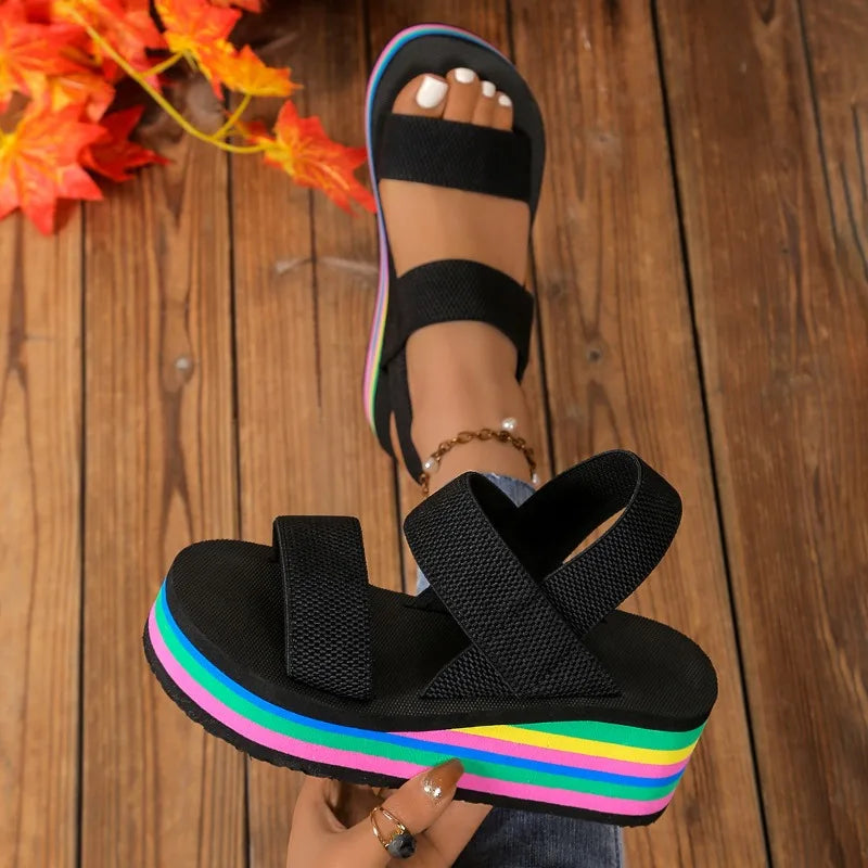 Lightweight Rainbow Sole Platform Wedge Sandals for Women