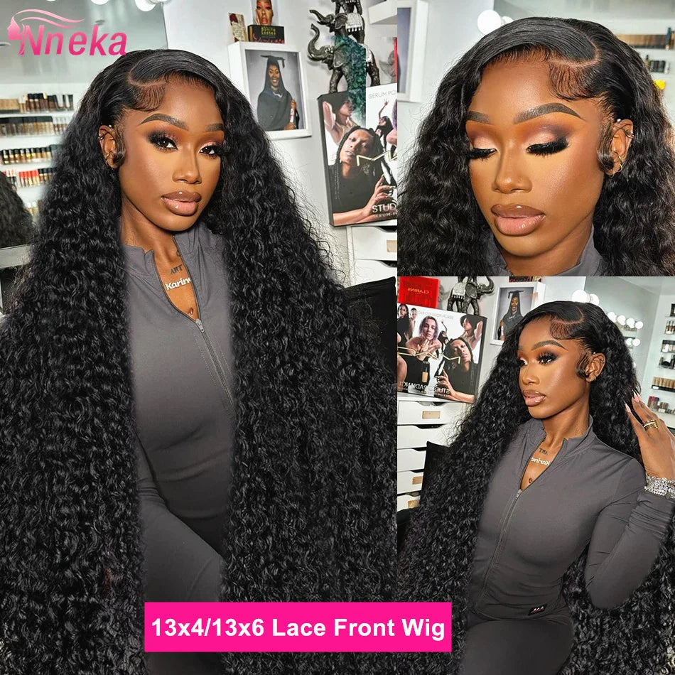 Deep Wave Glueless Human Hair Lace Front Wig for Women