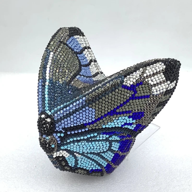 XIYUAN Butterfly Shaped Crystal Evening Bags Women Luxury Sparkling Rhinestone Clutch Purse Wedding Party Bridal Handbag Diamond