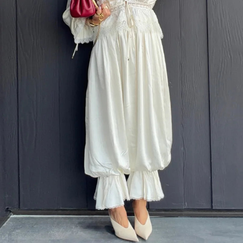 Tailored Lapel Jacket and Pleated Trousers Set for Women