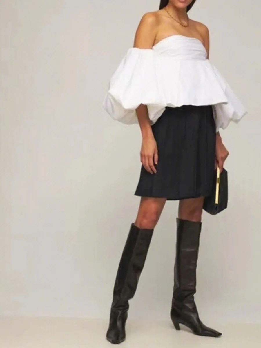 Square Toe Leather Knee High Boots With Zip Closure For Women